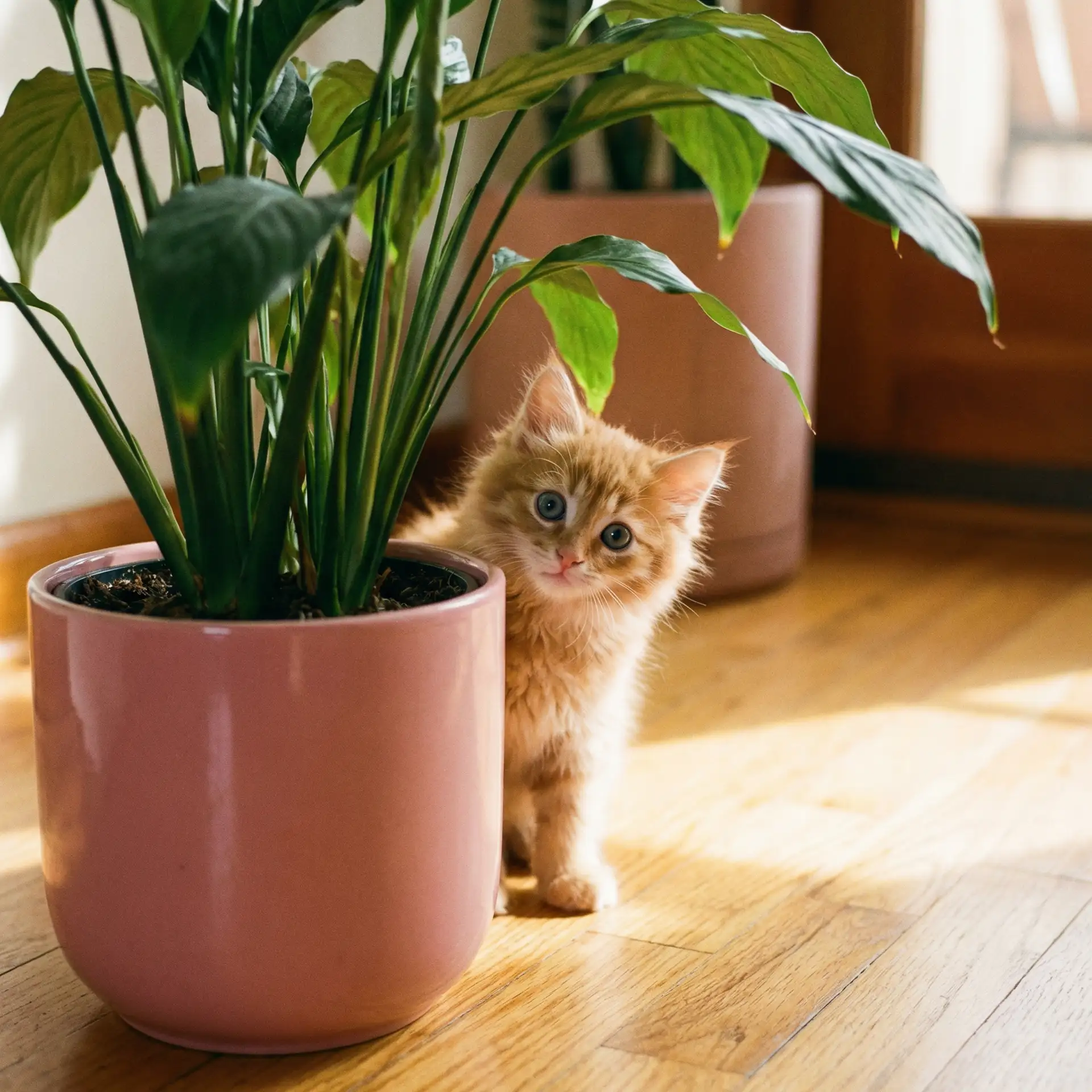 小猫从花盆后探头 - www.54uuu.com