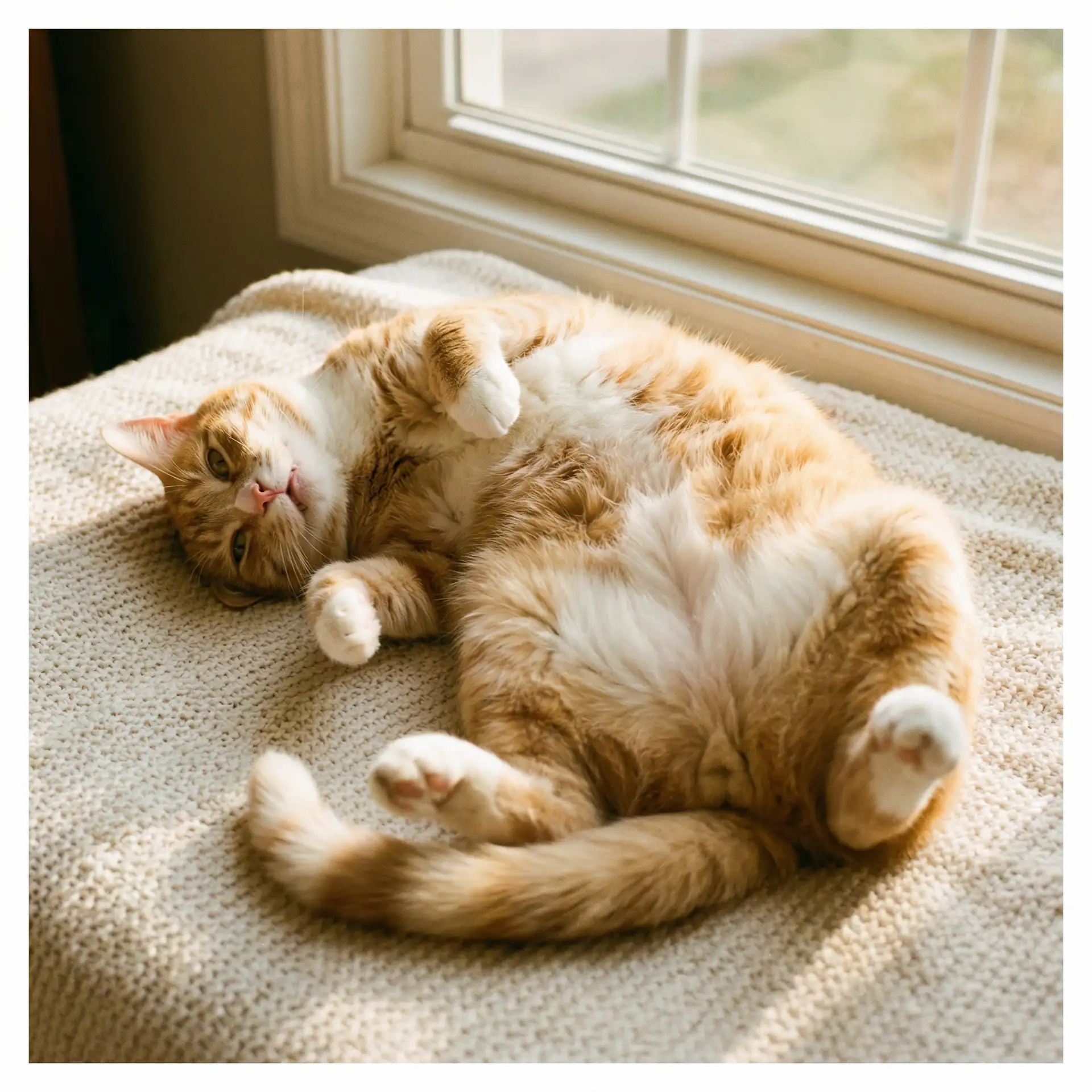 猫咪仰躺露出肚皮 - www.54uuu.com